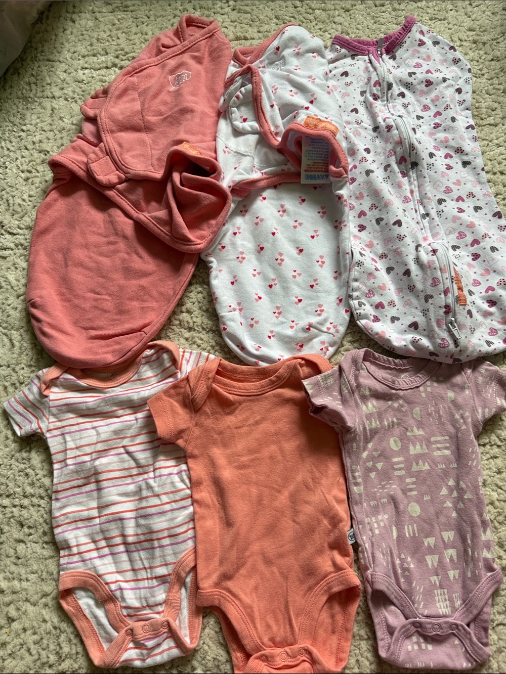 Newborn Lot Baby Onesie & Sleepwear Bundle in Coral, White, Pink